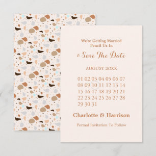 Reserve A Data Terrazzo Abstrato Moderno Terroso Casamento