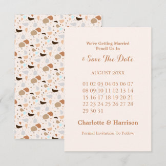 Reserve A Data Terrazzo Abstrato Moderno Terroso Casamento