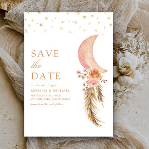 Reserve A Data Terthy Floral Pampas Crescent Moon Wedding