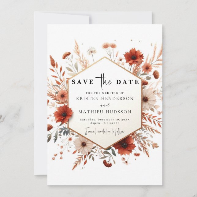 Reserve A Data Terthy Minimalista Terracotta Wedding (Frente)