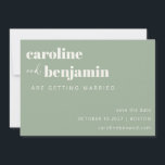 Reserve A Data Terthy Sage Green Minimalista Casamento Moderno Si<br><div class="desc">Anuncie seu próximo casamento com sofisticação calma usando este na moda Salve o cartão de Data. Apresentando um fundo verde de sábio mudo e uma tipografia branca ousada combinada com delicados sotaques de guião, esta design é perfeita para casais planejando um casamento inspirado na natureza, minimalista ou de primavera. O...</div>