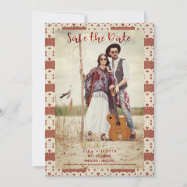 Reserve A Data Têxtil Red Boho Casal Romântico Envolvido