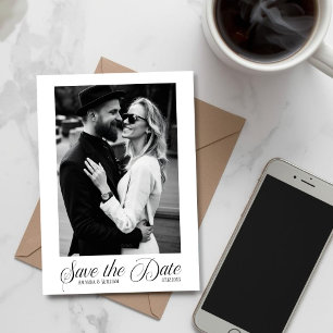 Reserve A Data Texto de Letra Elegante e Casamento de Foto Preto