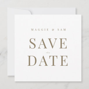 Reserve A Data Texto Dourado Branco Quadrado Contemporâneo Salve