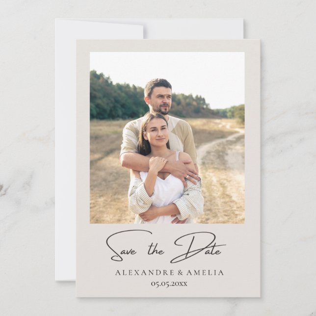 Reserve A Data Texto e Foto Elegante Simples | Salvar a data (Frente)