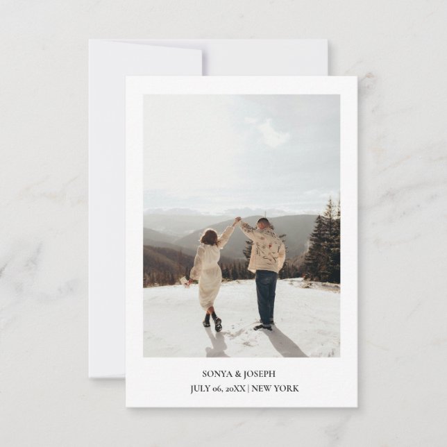 Reserve A Data Texto e Foto Elegantes em Cor Simples / Casamento  (Frente)