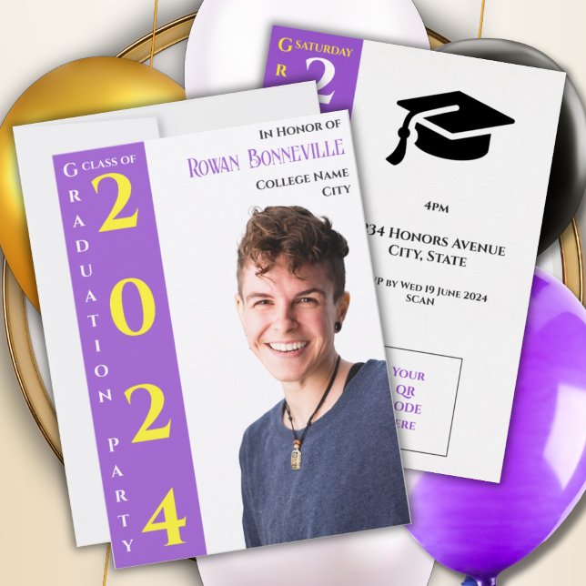 Reserve A Data Texto Moderno 1 Foto Amarelo Branco Púrpura Preto (Criador carregado)