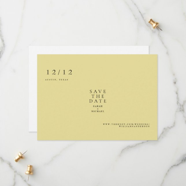 Reserve A Data Texto Simples Amarelo Somente Casamento Salvar a D (Frente/Verso In Situ)