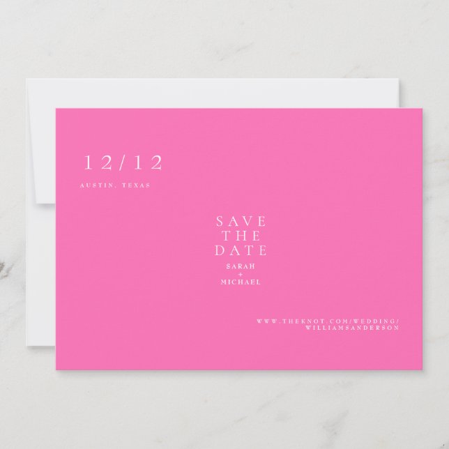 Reserve A Data Texto Simples Rosa Quente Apenas Casamento Salvar  (Frente)