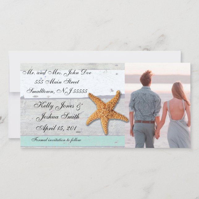 Reserve A Data Theme Starfish Rustic Casamento (Frente)