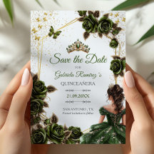 Tiaras Douradas Verdes Rosas Borboleta Quinceañera