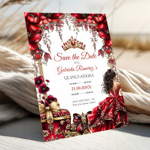 Reserve A Data Tiaras Florais Douradas Vermelhas Quinceañera