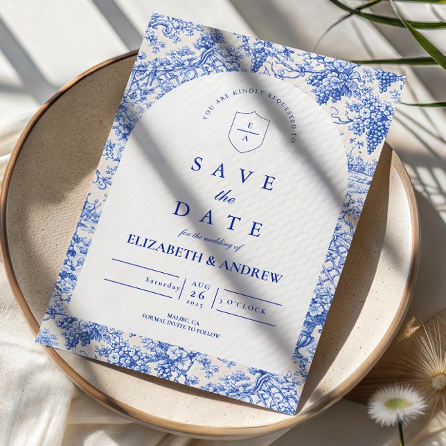 Reserve A Data Timeless Blue White Porcelain Wedding (Criador carregado)