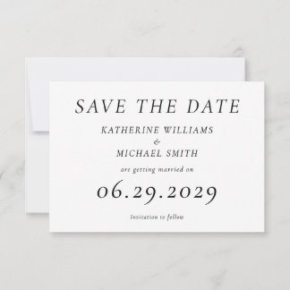 Reserve A Data Timeless Elegant White Wedding Save The Date Card