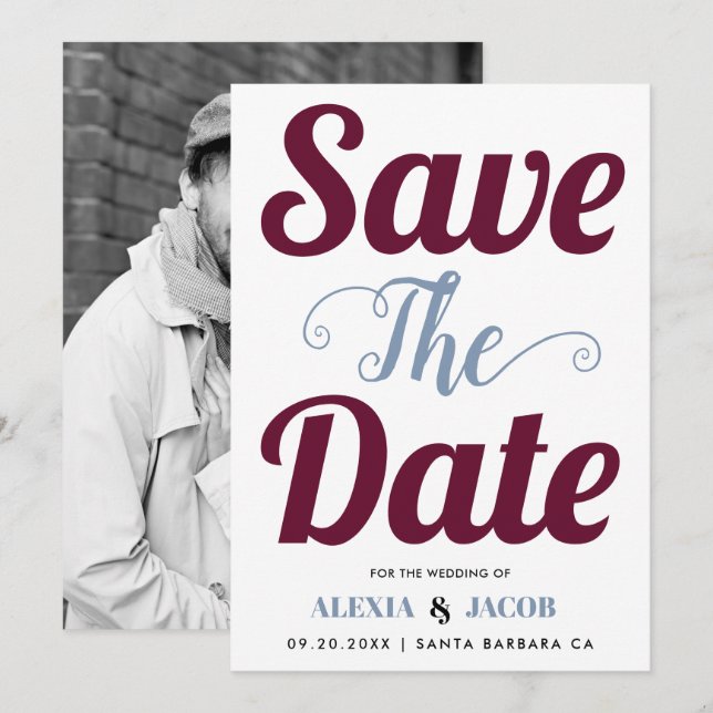 Reserve A Data Típica azul, e fotografia no verso (Frente/Verso)