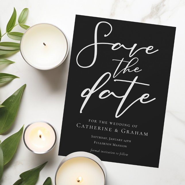 Reserve A Data Típica Branca Simples Preta Bold Winter (Criador carregado)