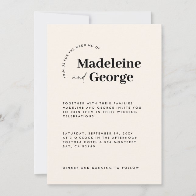 Reserve A Data Típica simples e moderna, preto e branco (Frente)