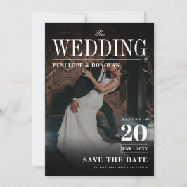 Reserve A Data Tipo de Revista Fotográfica Escuro Casamento de Or