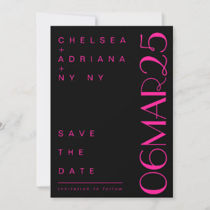 Reserve A Data Tipografia Art Deco Rosa Preto Casamento