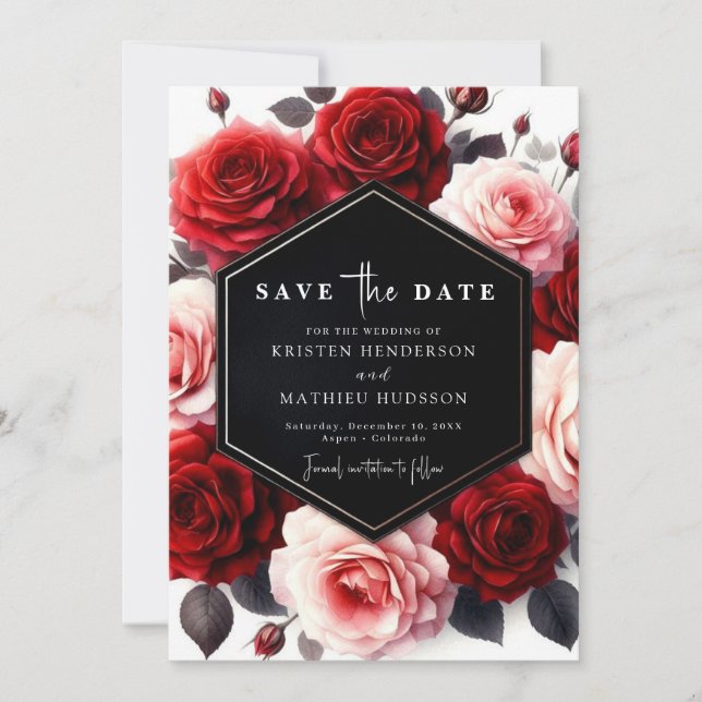 Reserve A Data Tipografia Casamento Vermelho De Crimson (Frente)