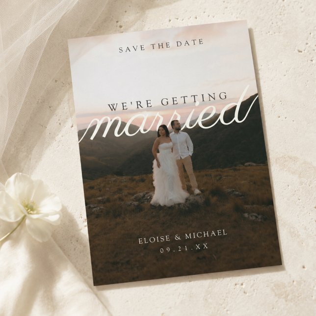 Reserve A Data Tipografia de Letra Moderna Foto  (Modern Script Typography Photo Save The Date)