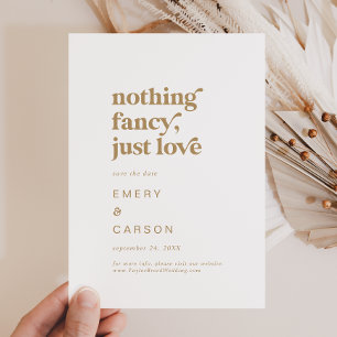 Reserve A Data Tipografia Dourada moderna Nada de Rico Apenas Amo