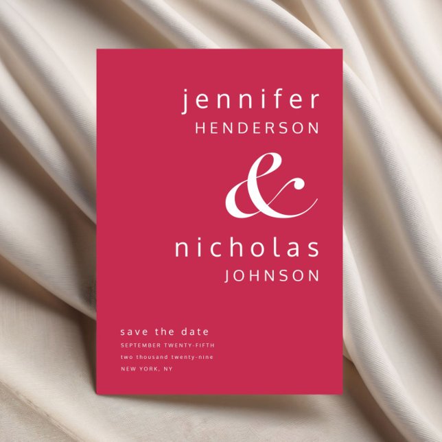 Reserve A Data Tipografia Magenta Moderna (Modern Magenta Ampersand Typography Save The Date)