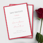 Reserve A Data Tipografia Mínima Vermelho Cereja Atemporal e Eleg<br><div class="desc">Anuncie seu dia especial com nossos cartões de Save the Date de tipografia minimalista e elegância atemporal em vermelho cereja. O design apresenta uma moldura vermelha cereja ousada que exala sofisticação e romance. A tipografia limpa e minimalista adiciona um toque moderno, garantindo que o foco permaneça nos seus detalhes importantes....</div>