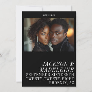 Reserve A Data Tipografia Minimalista Casamento Foto Preto Sólido