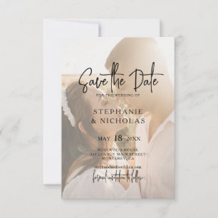 Reserve A Data Tipografia Moderna Casamento com Foto Transparente