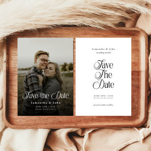 Reserve A Data Tipografia Moderna Chic Foto Preto e Branco