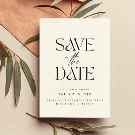 Reserve A Data Tipografia moderna e ousada, casamento creme preto