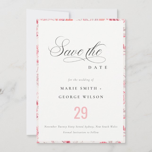 Reserve A Data Tipografia Paisley Blush Moderna Minimalista Elega (Frente)