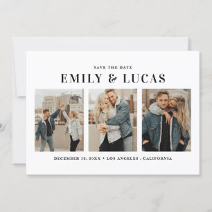 Reserve A Data Tipografia Preta e Branca - Três Colagem de Fotogr