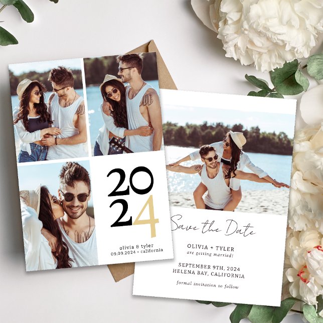 Reserve A Data Tipografia Simples Casamento Multi Foto (Criador carregado)