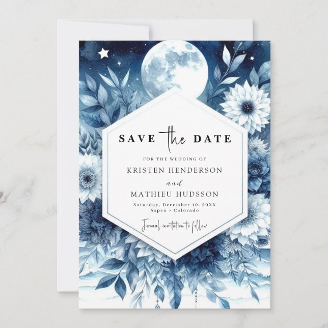 Reserve A Data Tipografia Whimsical Casamento Lua (Frente)