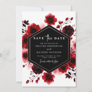 Reserve A Data Tipografia Whimsical Crimson Red Wedding