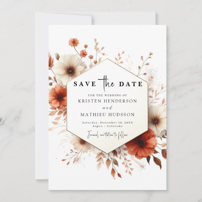 Reserve A Data Tipografia Whimsical Terracotta Wedding (Frente)