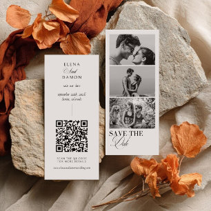 Reserve A Data Tira de Fotos de Caligrafia Elegante com Código QR