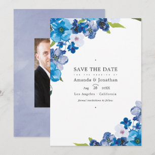 Reserve A Data Tons de Foto de Casamento Floral Azul