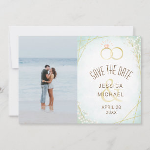 Reserve A Data Toques de aquarela moderna Twigs Teal Foto Geométr