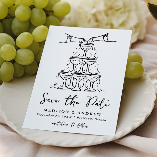 Reserve A Data Torre de Champanhe Caprichosa Casamento à Mão  (Criador carregado)