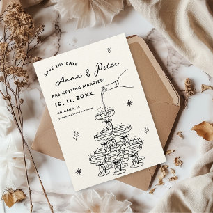 Reserve A Data Torre de champanhe traçada à mão