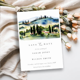 Reserve A Data Toscana Itália Aquarela Paisagem Chic Elegante