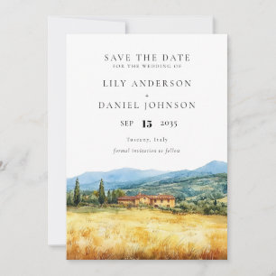 Reserve A Data Toscana Itália Rústico País Aquarela Casamento