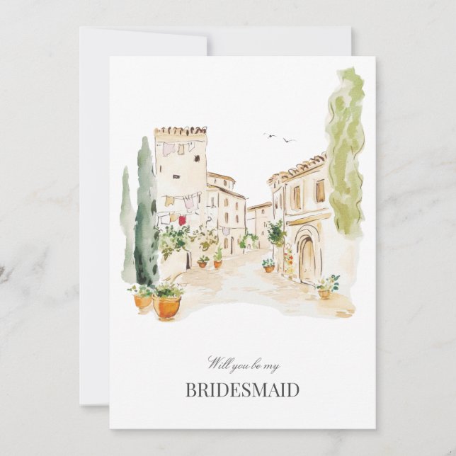 Reserve A Data Toscânia Watercolor Itália Bridesmaid Proposta Car (Frente)
