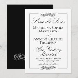 Reserve A Data Tradicional Formal Elegante Preto Branco | Casamen