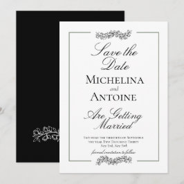 Reserve A Data Tradicional Formal Elegante Preto Branco | Casamen