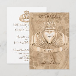 Reserve A Data Tradicional Irish Claddagh Ring Shamrock & Harp