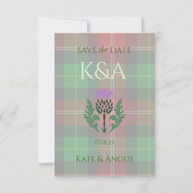 Reserve A Data Tradicional Scottish Tartan e Scotland Thistle (Frente)